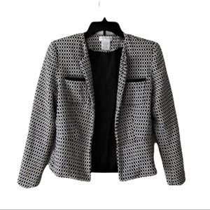 Black and white patterned blazer suit jacket